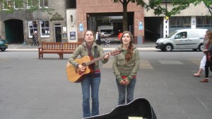 Twin Busker girls in Edinburgh